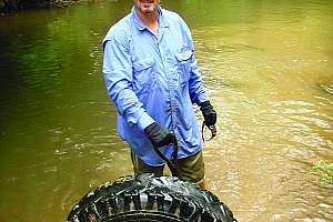 Jeff Mahagan With Big Tire In Eno