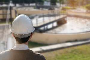 Worker water wastewater plant